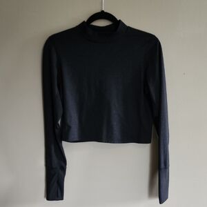 Womens Old Navy Cozecore Go-Dry Black Long Sleeve Crop Top